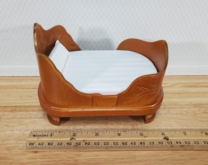 Dollhouse "Belter" Curved Bed Walnut Finish Large 1:12 Scale Miniature Furniture - Miniature Crush