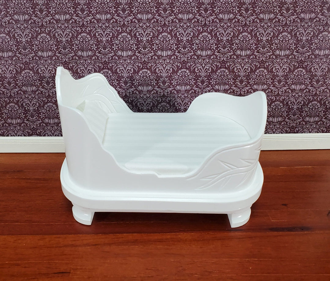 Dollhouse "Belter" Curved Bed White Finish Large 1:12 Scale Miniature Furniture - Miniature Crush