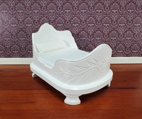 Dollhouse "Belter" Curved Bed White Finish Large 1:12 Scale Miniature Furniture - Miniature Crush