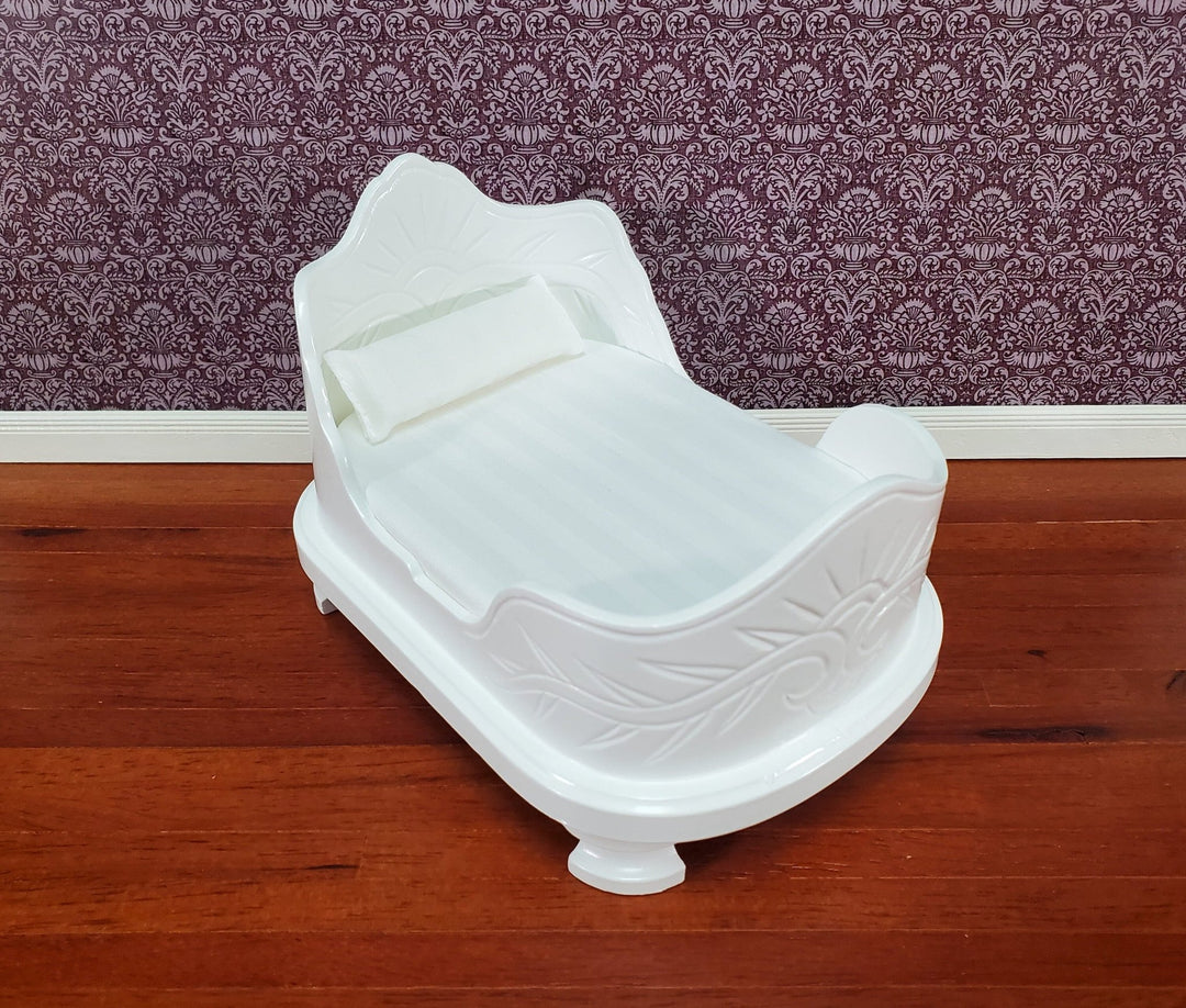 Dollhouse "Belter" Curved Bed White Finish Large 1:12 Scale Miniature Furniture - Miniature Crush