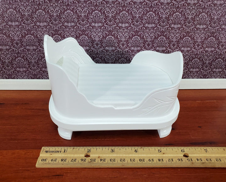 Dollhouse "Belter" Curved Bed White Finish Large 1:12 Scale Miniature Furniture - Miniature Crush