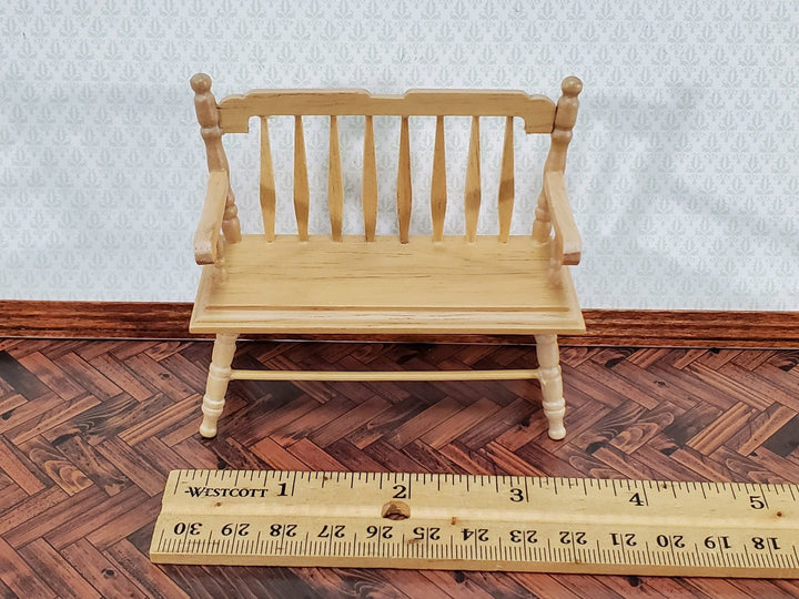 Dollhouse Bench Deacon Style Light Oak Finish 1:12 Scale Miniature Furniture - Miniature Crush