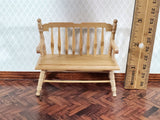 Dollhouse Bench Deacon Style Light Oak Finish 1:12 Scale Miniature Furniture - Miniature Crush