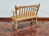 Dollhouse Bench Deacon Style Light Oak Finish 1:12 Scale Miniature Furniture - Miniature Crush