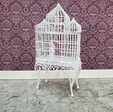 Dollhouse Birdcage Tall White Standing Metal Large Opening Door 1:12 Scale Miniature - Miniature Crush