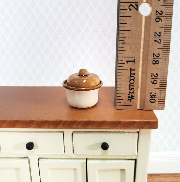 Dollhouse Biscuit Barrel Cookie Jar Ceramic with Removable Lid 1:12 Scale Kitchen Accessory Handmade - Miniature Crush