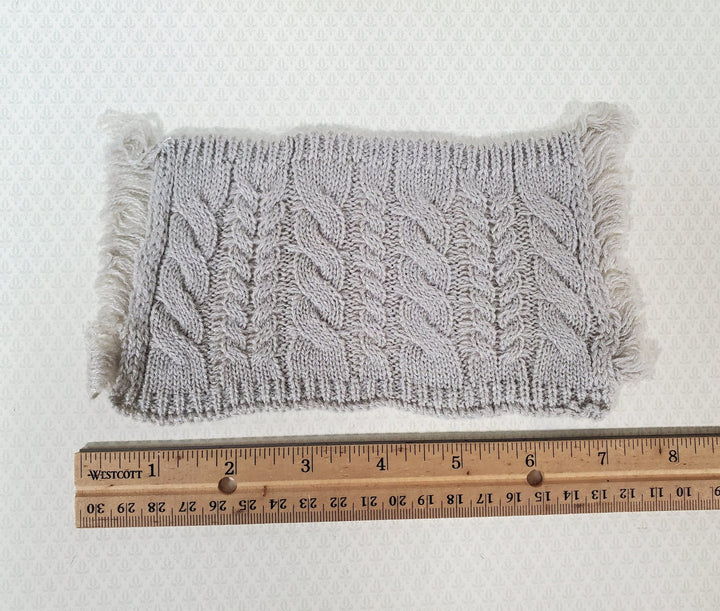Dollhouse Blanket Cable Knit Throw or Bedspread Gray Miniature 7 1/2" x 3 3/4" - Miniature Crush