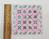 Dollhouse Blanket or Rug Carpet Pink White Green Woven Fabric 1:12 Scale Miniature - Miniature Crush