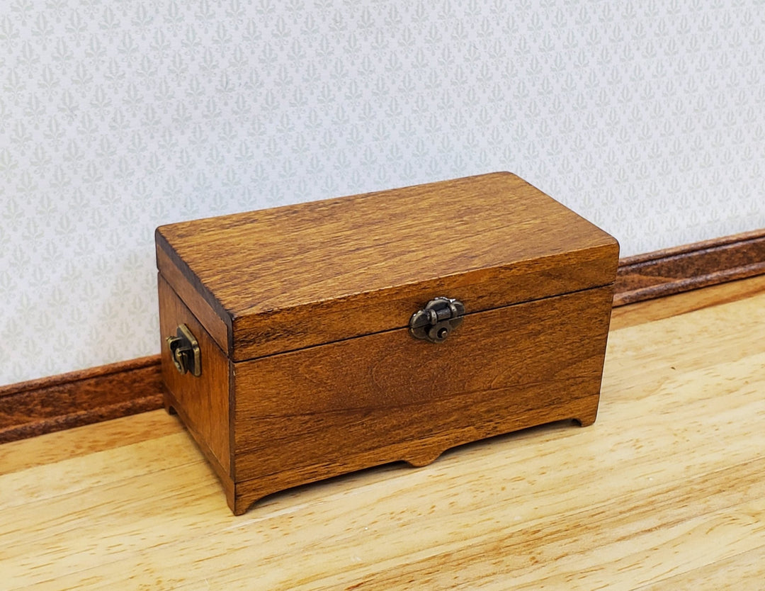 Dollhouse Blanket Trunk Wood with Walnut Finish Opens 1:12 Scale Furniture - Miniature Crush