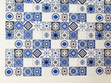 Dollhouse Blue and White Tile Square Mediterranean Style Embossed Card Miniature Flooring - Miniature Crush