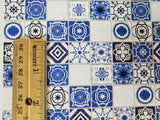 Dollhouse Blue and White Tile Square Mediterranean Style Embossed Card Miniature Flooring - Miniature Crush