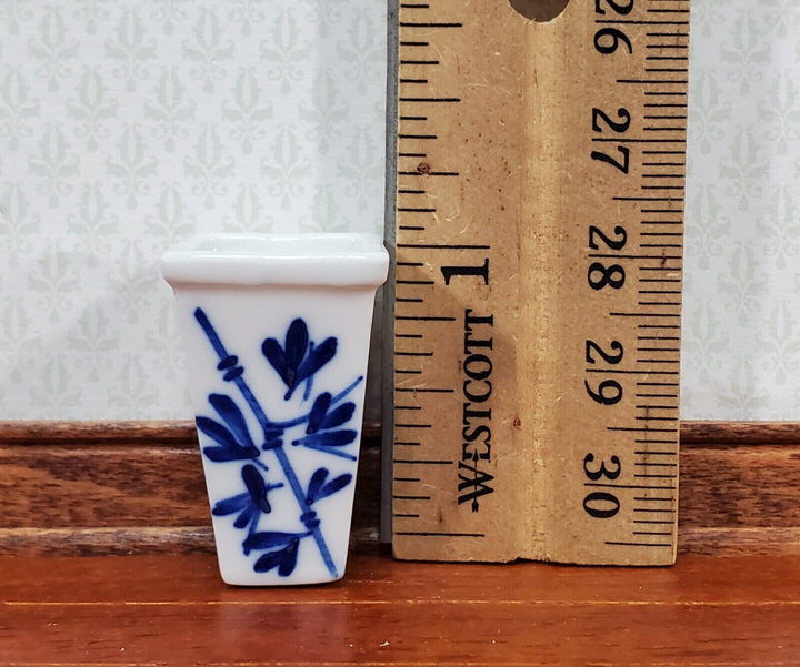 Dollhouse Blue & White Decorative Vase for Flowers Square 1:12 Scale Miniature - Miniature Crush