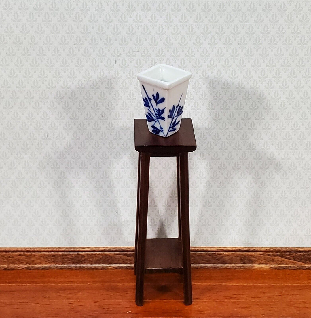 Dollhouse Blue & White Decorative Vase for Flowers Square 1:12 Scale Miniature - Miniature Crush
