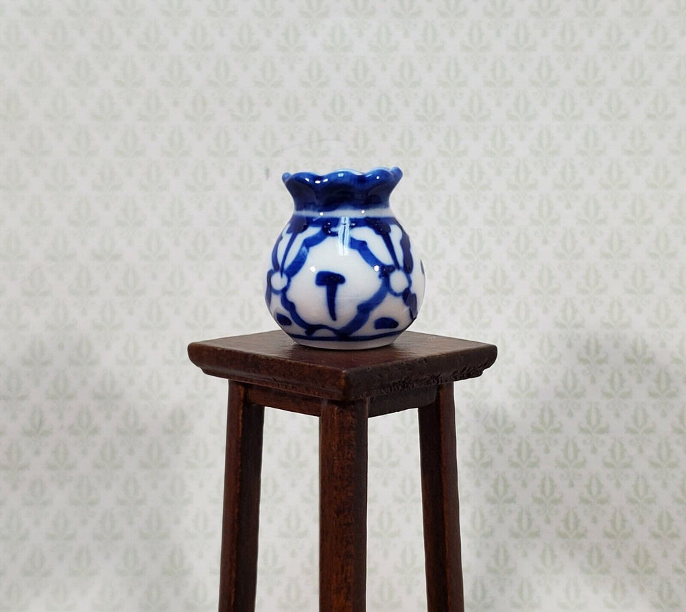 Dollhouse Blue & White Vase LARGE for Flowers Ceramic 1:12 Scale Miniature - Miniature Crush