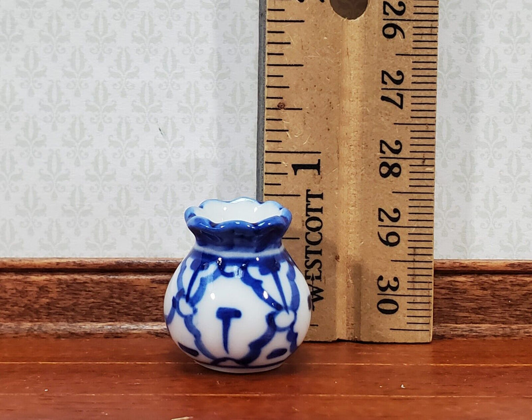 Dollhouse Blue & White Vase LARGE for Flowers Ceramic 1:12 Scale Miniature - Miniature Crush