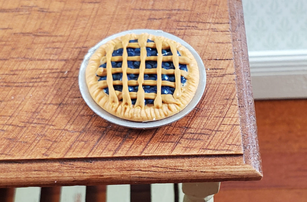 Dollhouse Blueberry Pie on Plate 1:12 Scale Miniature Kitchen Food Bakery - Miniature Crush