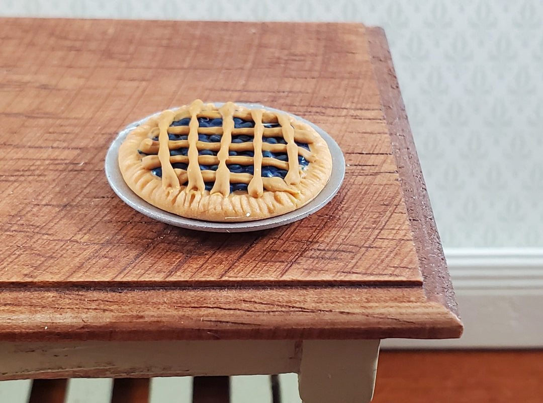 Dollhouse Blueberry Pie on Plate 1:12 Scale Miniature Kitchen Food Bakery - Miniature Crush