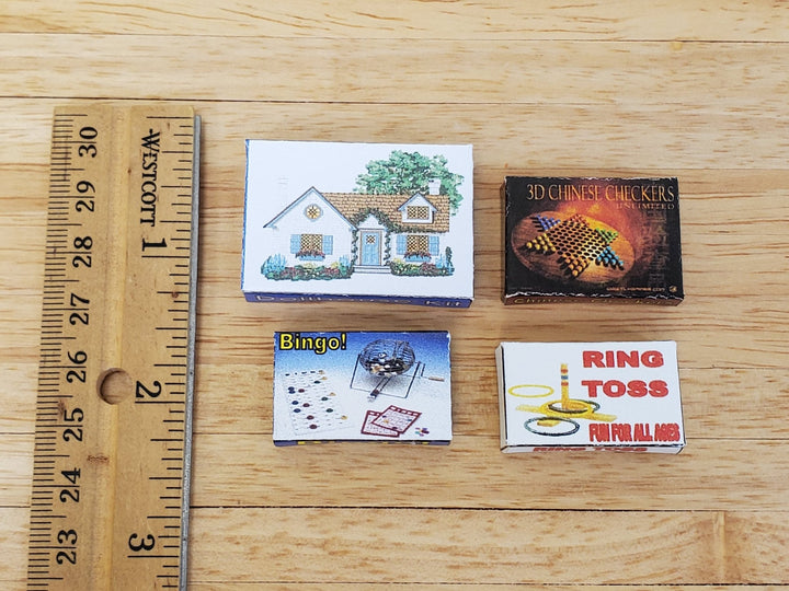 Dollhouse Board Games Boxes Bingo Checkers Ring Toss 1:12 Scale Miniatures Empty - Miniature Crush