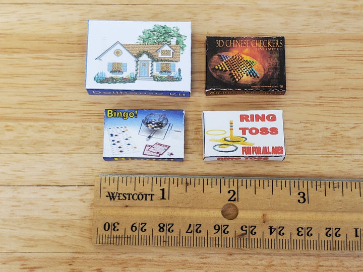 Dollhouse Board Games Boxes Bingo Checkers Ring Toss 1:12 Scale Miniatures Empty - Miniature Crush