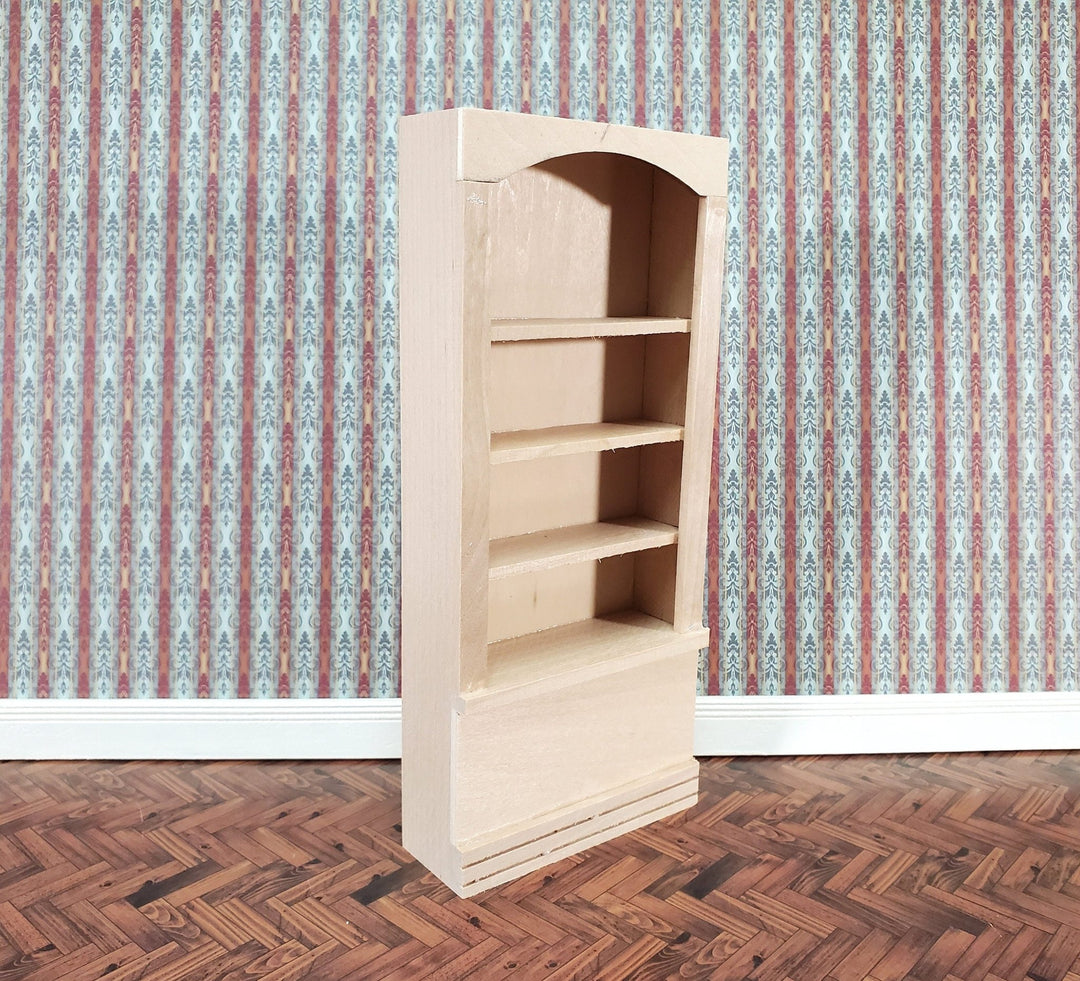 Dollhouse Bookcase 4 Shelves 1:12 Scale Miniature Bookshelf Unpainted Wood - Miniature Crush