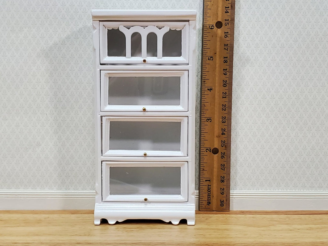 Dollhouse Bookcase Barrister Lawyers 4 Shelf Sliding Doors 1:12 Scale Miniature Furniture White - Miniature Crush