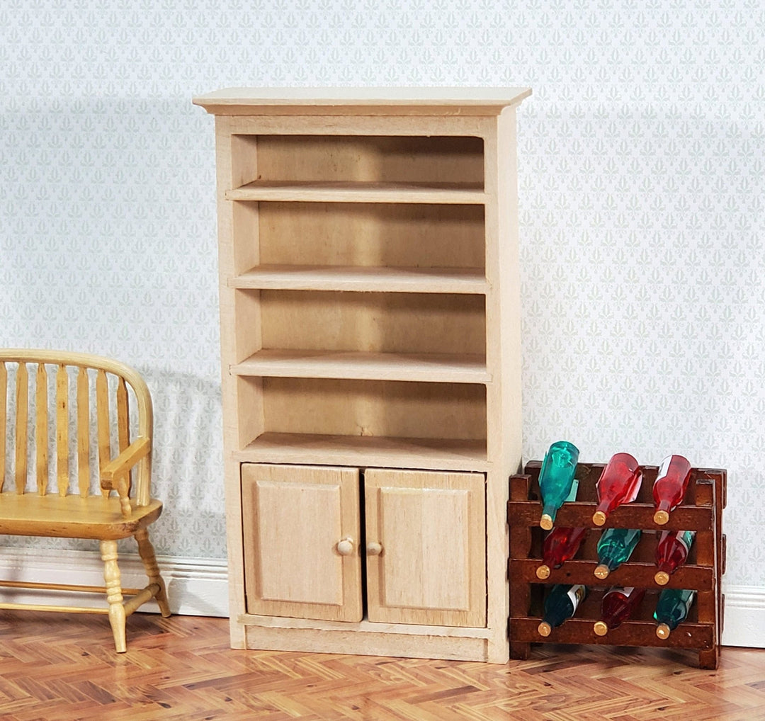 Dollhouse Bookcase Cabinet with Doors 1:12 Scale Miniature Furniture Unpainted - Miniature Crush