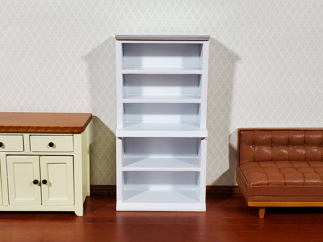 Dollhouse Bookcase or Shop Shelves White Wood Bookshelf 1:12 Scale Miniature Furniture - Miniature Crush