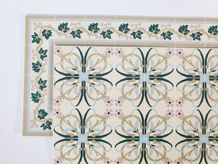 Dollhouse Border Tile Flooring Sheet 1:12 Scale by World Model WM34172 Art Nouveau - Miniature Crush