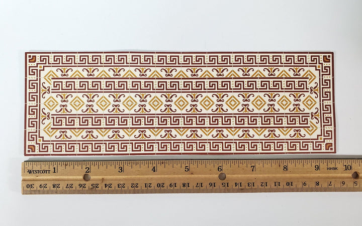 Dollhouse Border Tile Flooring Sheet 1:12 Scale by World Model WM34180 Gold Maroon - Miniature Crush