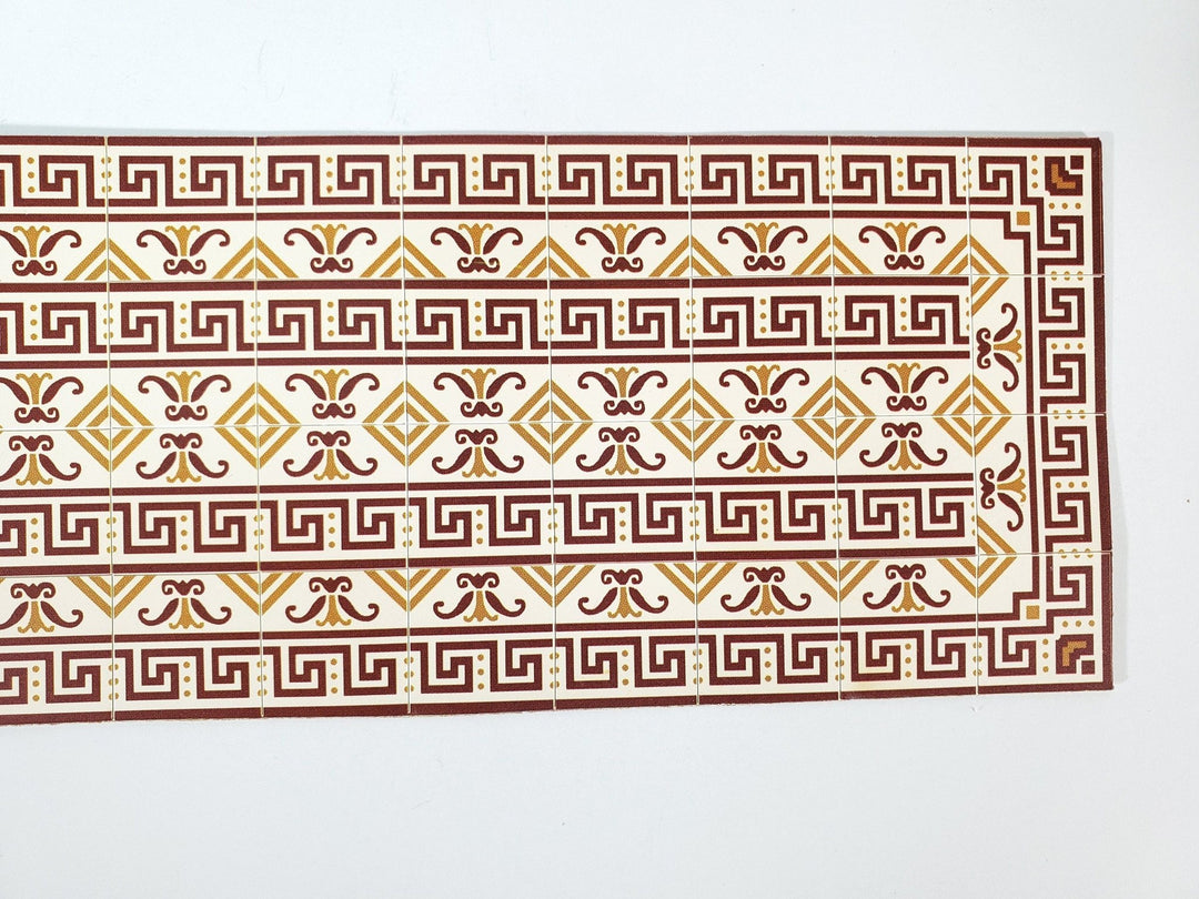 Dollhouse Border Tile Flooring Sheet 1:12 Scale by World Model WM34180 Gold Maroon - Miniature Crush