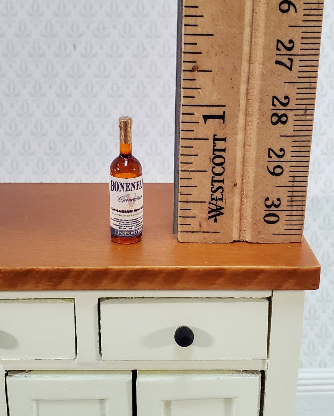 Dollhouse Bottle of Canadian Whiskey 1:12 Scale Miniature 1" Tall Booze Drinks - Miniature Crush