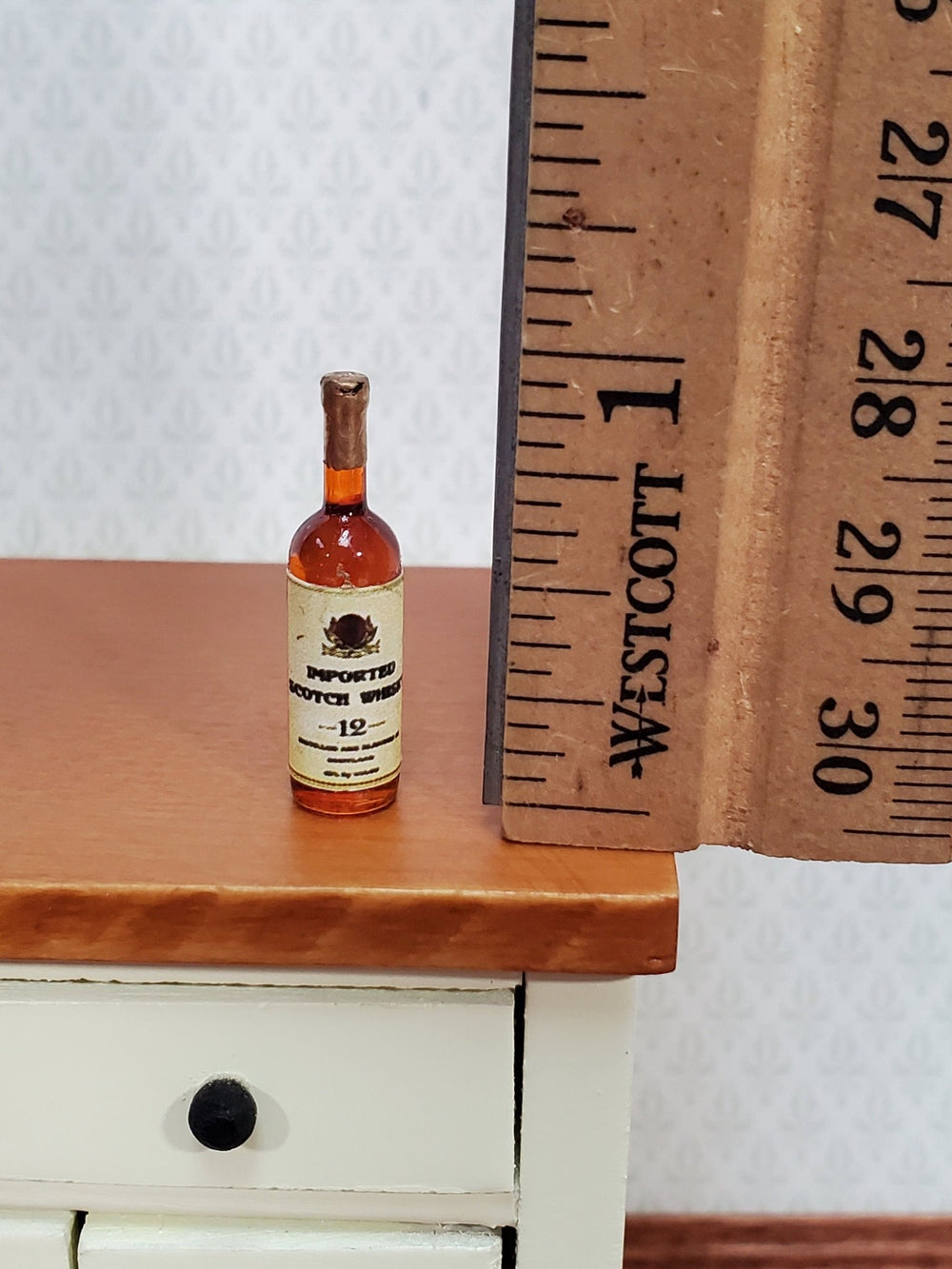 Dollhouse Bottle of Imported Scotch Whiskey 1:12 Scale Miniature 1" Tall Booze Drinks - Miniature Crush