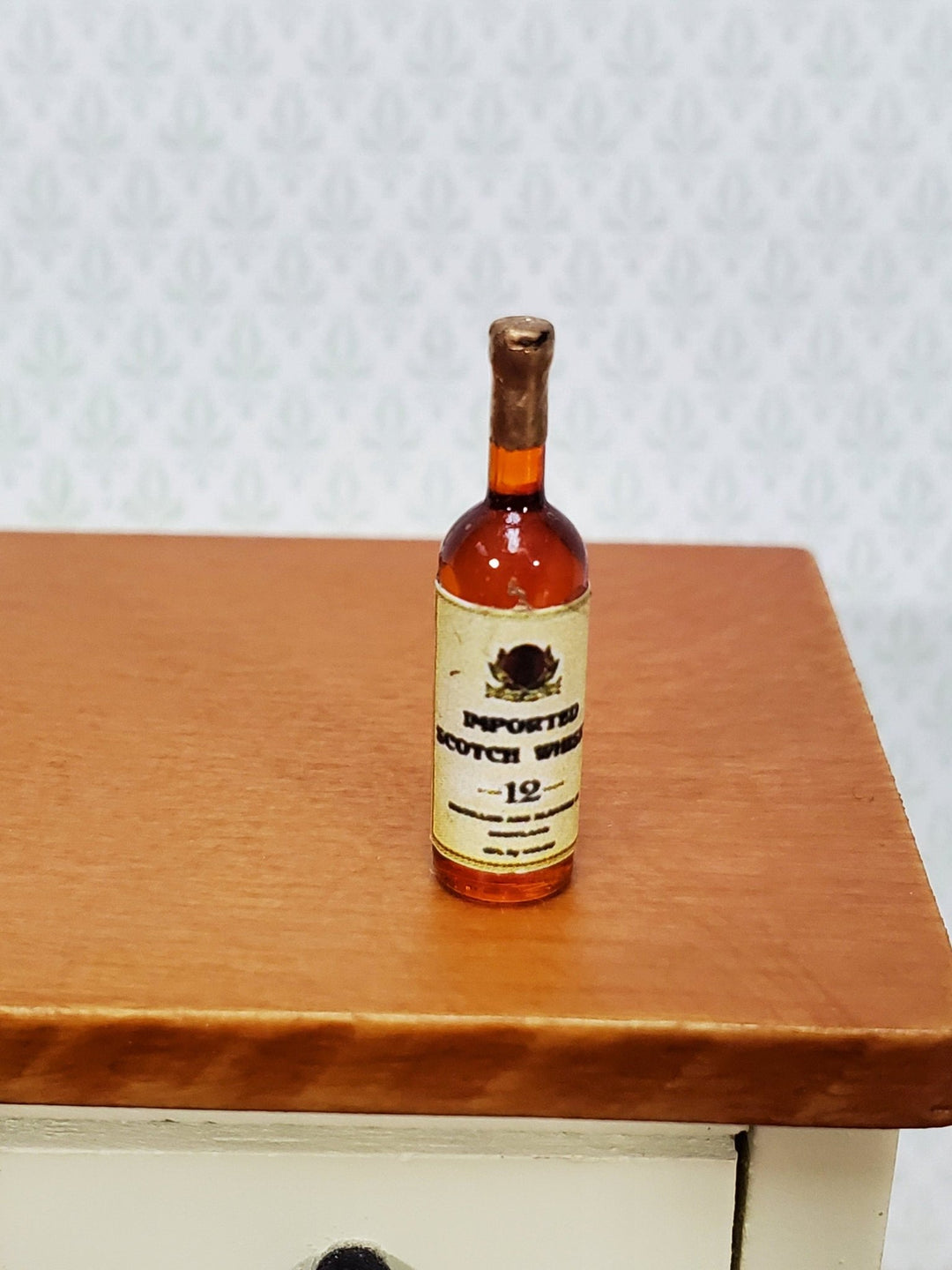 Dollhouse Bottle of Imported Scotch Whiskey 1:12 Scale Miniature 1" Tall Booze Drinks - Miniature Crush