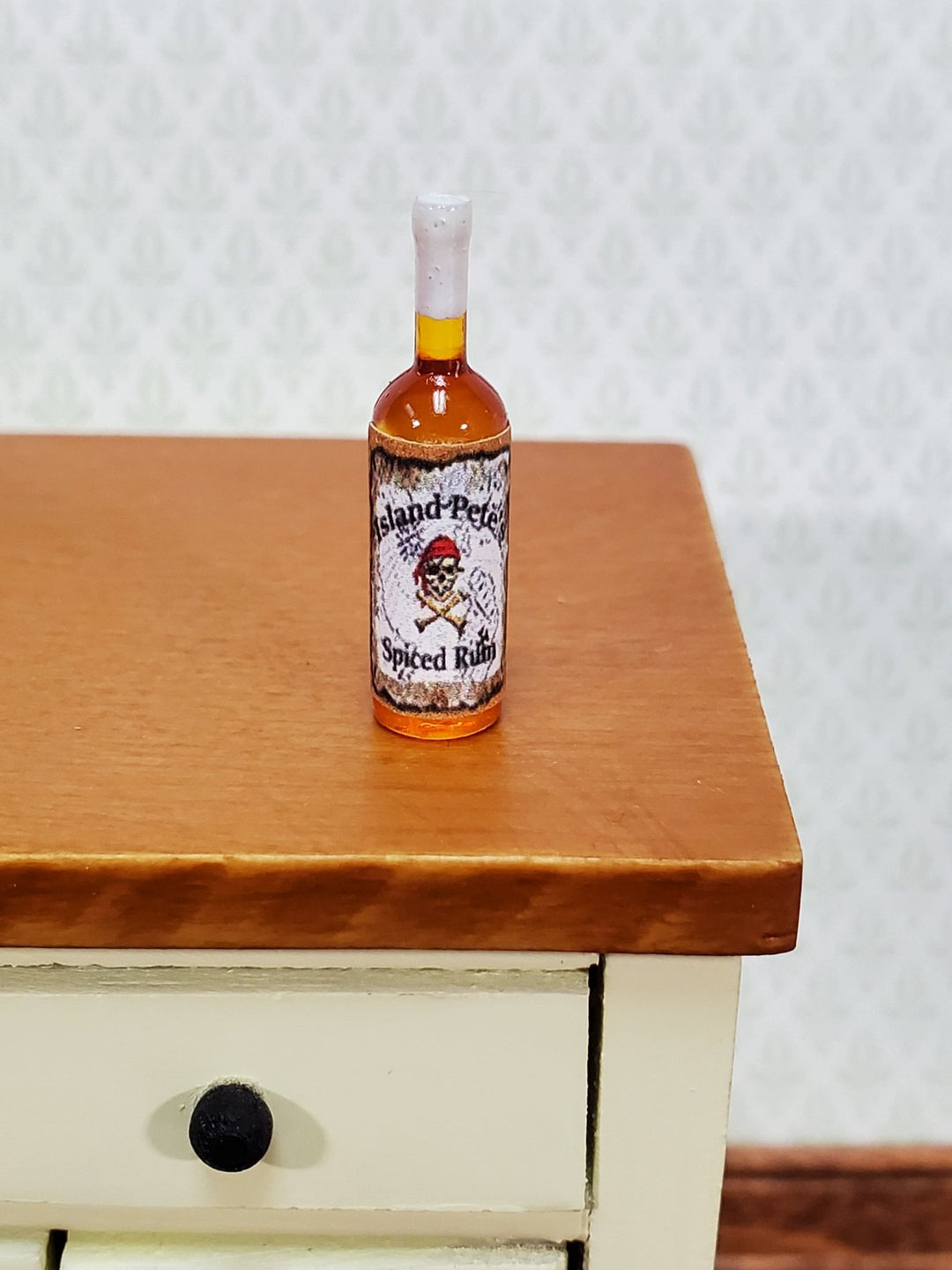 Dollhouse Bottle of Spiced Rum "Island Pete's" 1:12 Scale Miniature 1" Tall Booze Drinks - Miniature Crush