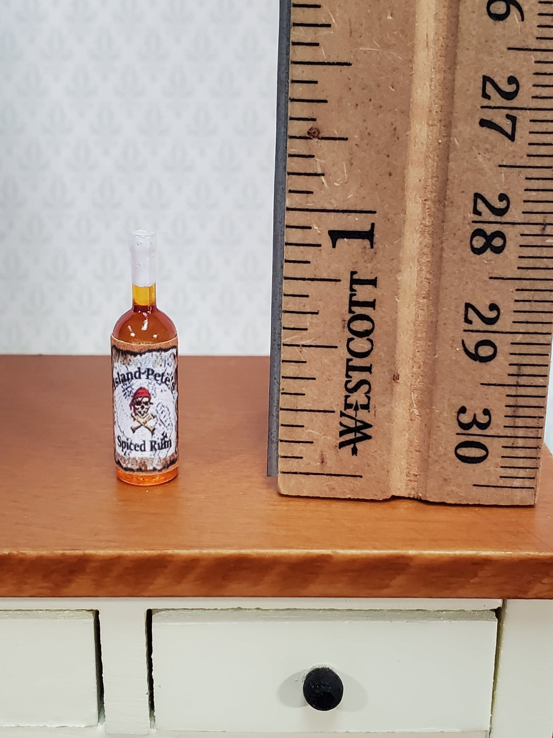 Dollhouse Bottle of Spiced Rum "Island Pete's" 1:12 Scale Miniature 1" Tall Booze Drinks - Miniature Crush