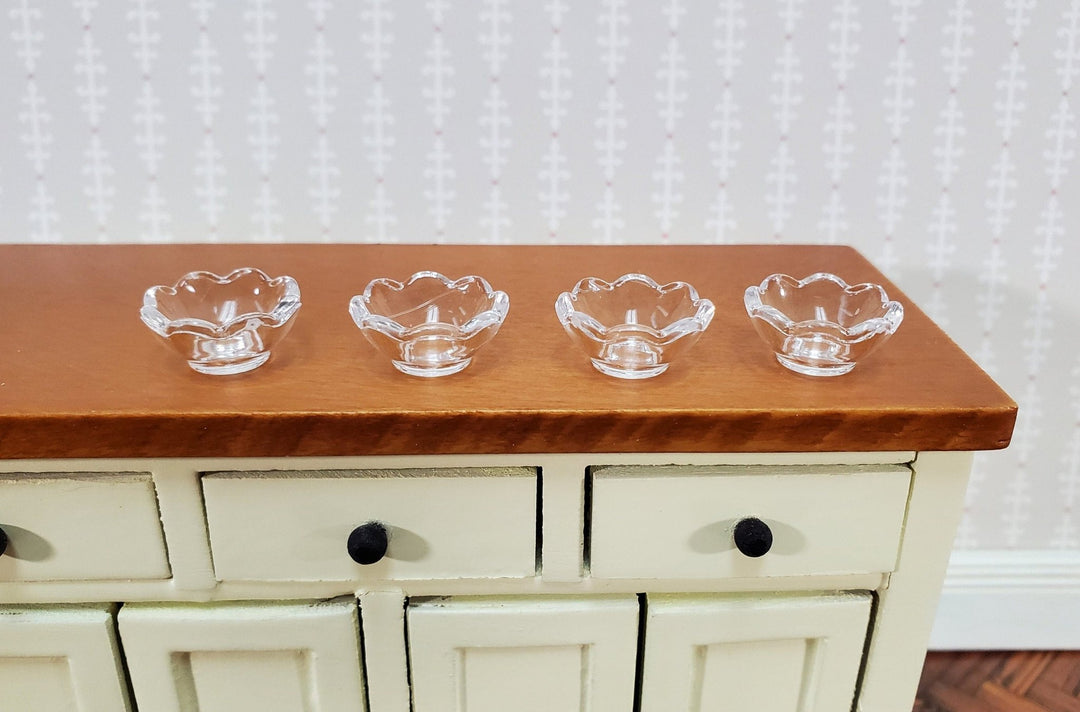 Dollhouse Bowls Clear Plastic Scalloped Edge Set of 4 1:12 Scale Miniatures - Miniature Crush