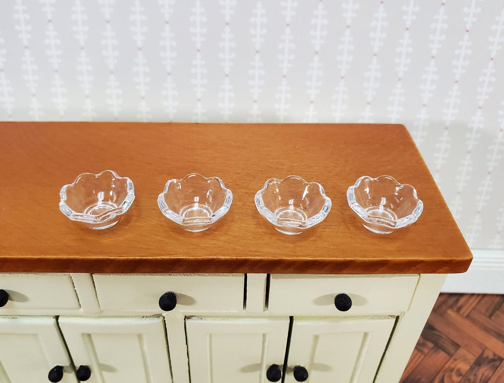 Dollhouse Bowls Clear Plastic Scalloped Edge Set of 4 1:12 Scale Miniatures - Miniature Crush