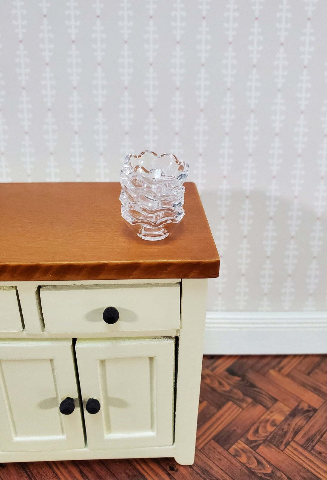 Dollhouse Bowls Clear Plastic Scalloped Edge Set of 4 1:12 Scale Miniatures - Miniature Crush