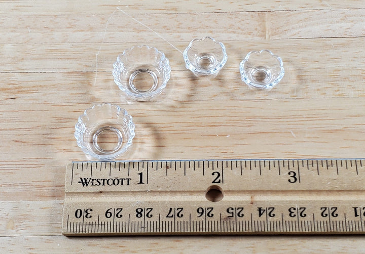 Dollhouse Bowls Serving Dishes Clear Plastic Scalloped Edge Set of 4 1:12 Scale - Miniature Crush