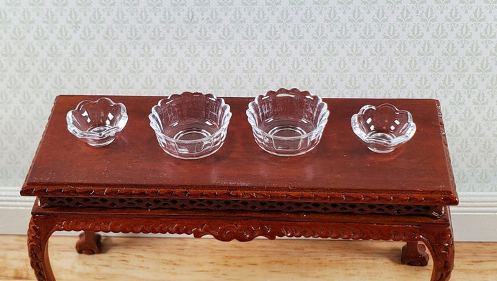 Dollhouse Bowls Serving Dishes Clear Plastic Scalloped Edge Set of 4 1:12 Scale - Miniature Crush