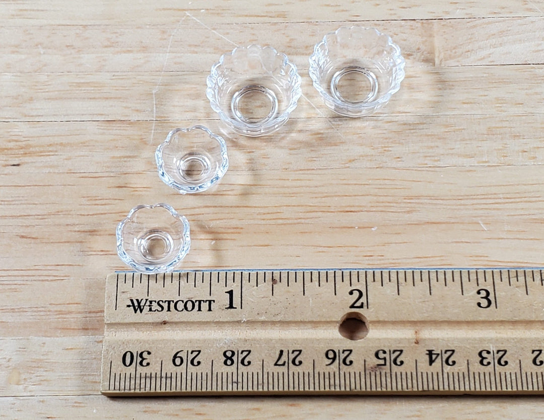 Dollhouse Bowls Serving Dishes Clear Plastic Scalloped Edge Set of 4 1:12 Scale - Miniature Crush