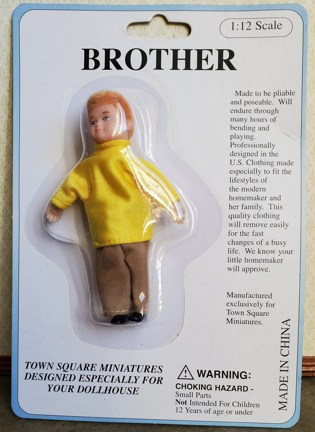 Dollhouse Boy Doll Modern Young Brother 1:12 Scale Miniature Removable Clothes 3 1/2" - Miniature Crush