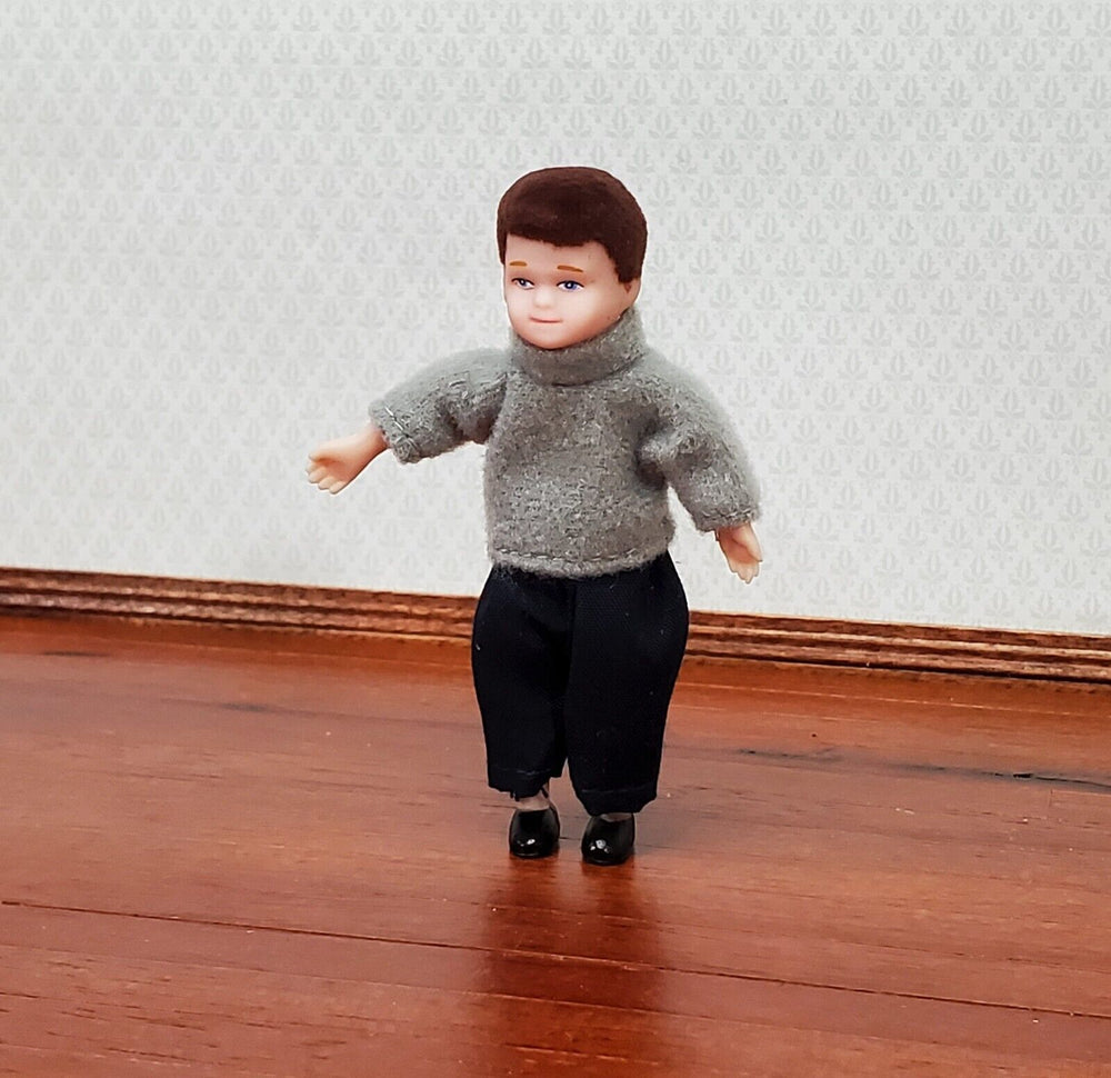 Dollhouse Boy Doll Modern Young Brother Vinyl 1:12 Scale Removable Clothes - Miniature Crush