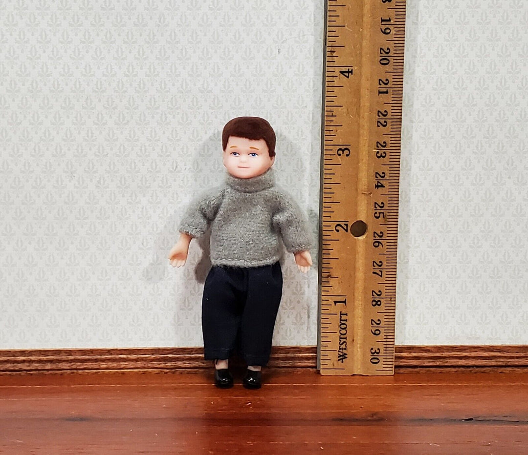 Dollhouse Boy Doll Modern Young Brother Vinyl 1:12 Scale Removable Clothes - Miniature Crush