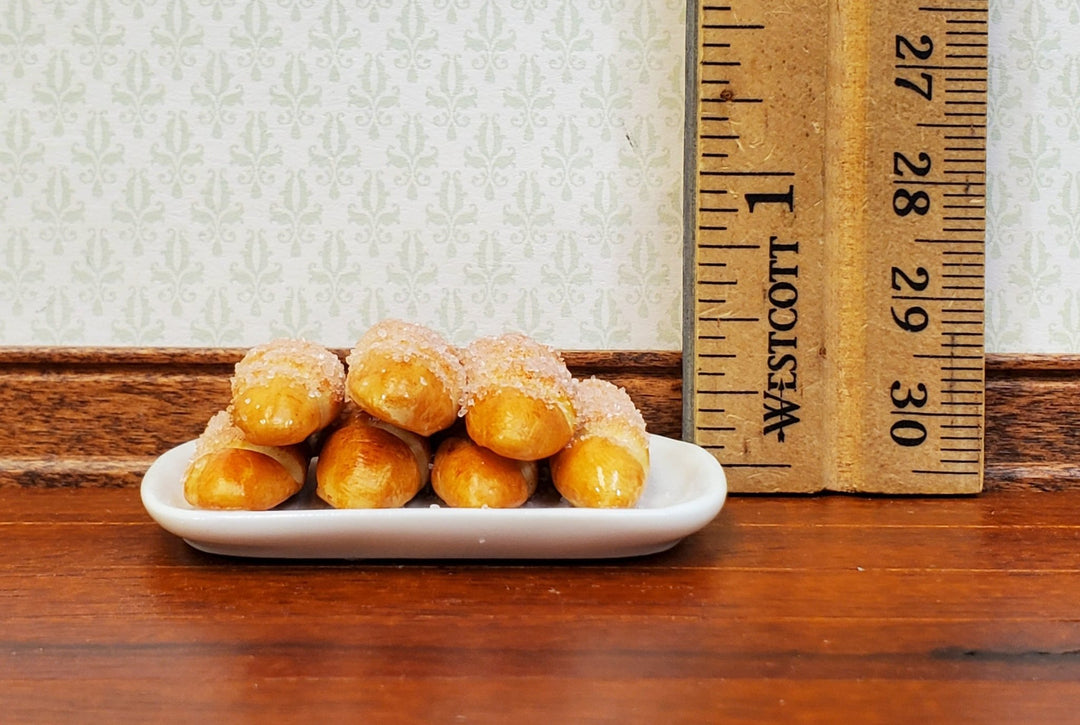 Dollhouse Bread Loaves on White Ceramic Platter 1:12 Scale Miniature Food Bakery - Miniature Crush
