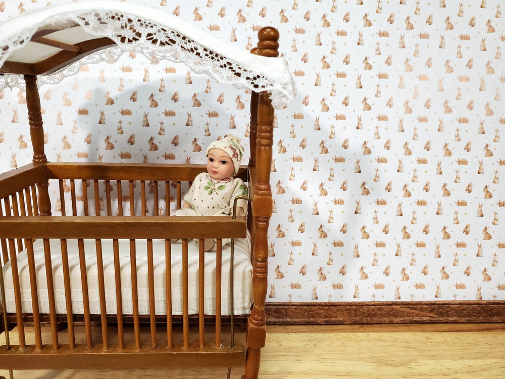 Dollhouse Bunny Rabbit Wallpaper 3 Sheets Nursery Baby's Room 1:12 Scale Miniature - Miniature Crush