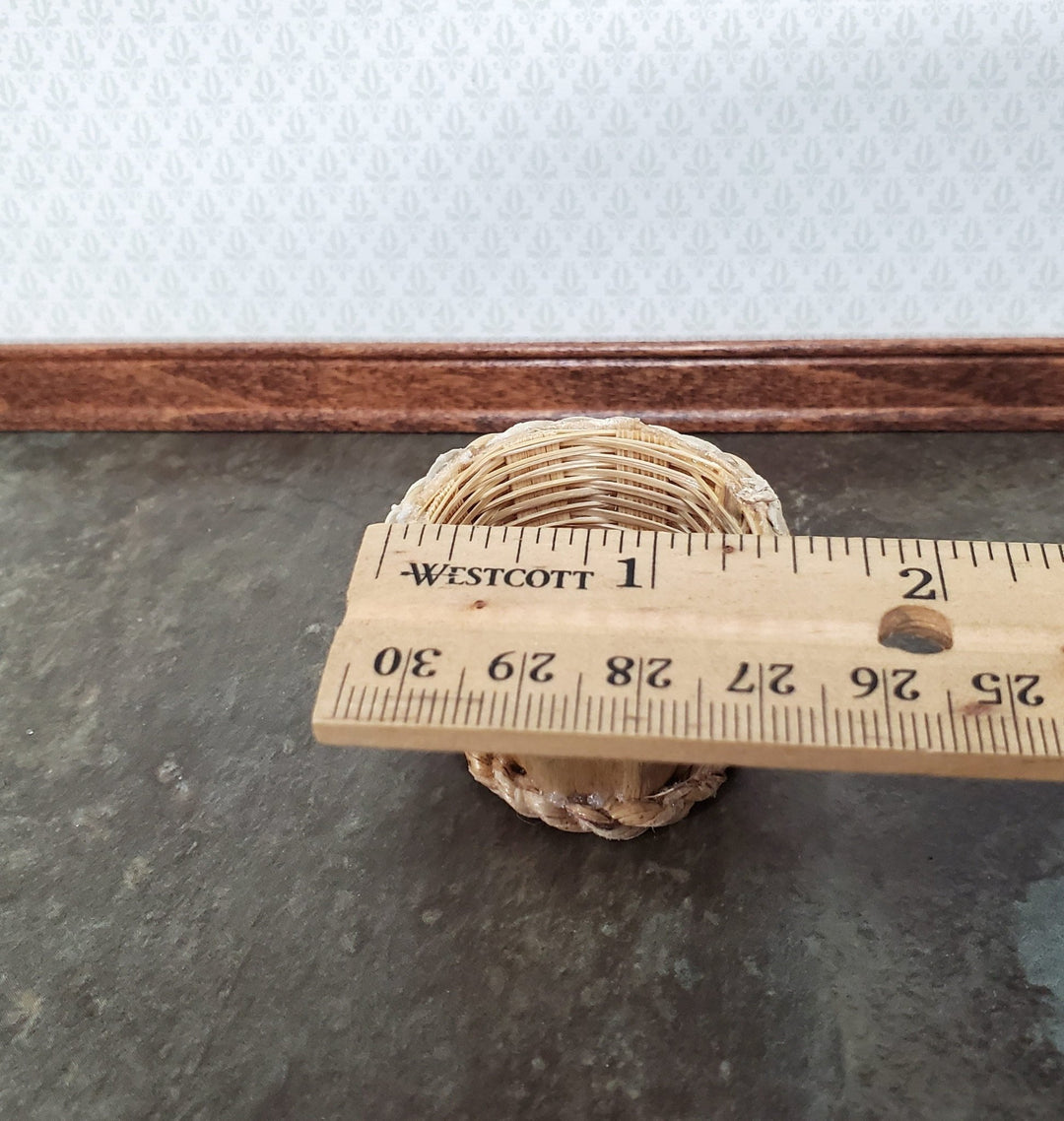 Dollhouse Bushel Basket Empty Natural Fiber 1:12 Scale Miniature - Miniature Crush