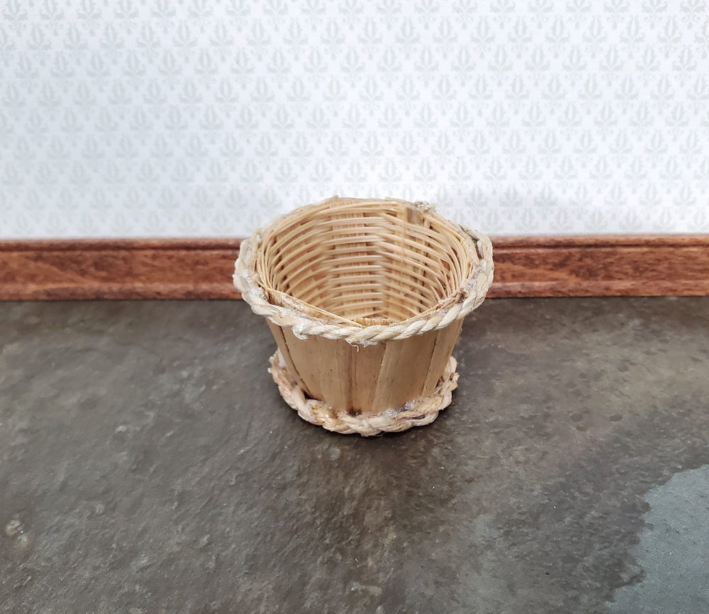 Dollhouse Bushel Basket Empty Natural Fiber 1:12 Scale Miniature - Miniature Crush