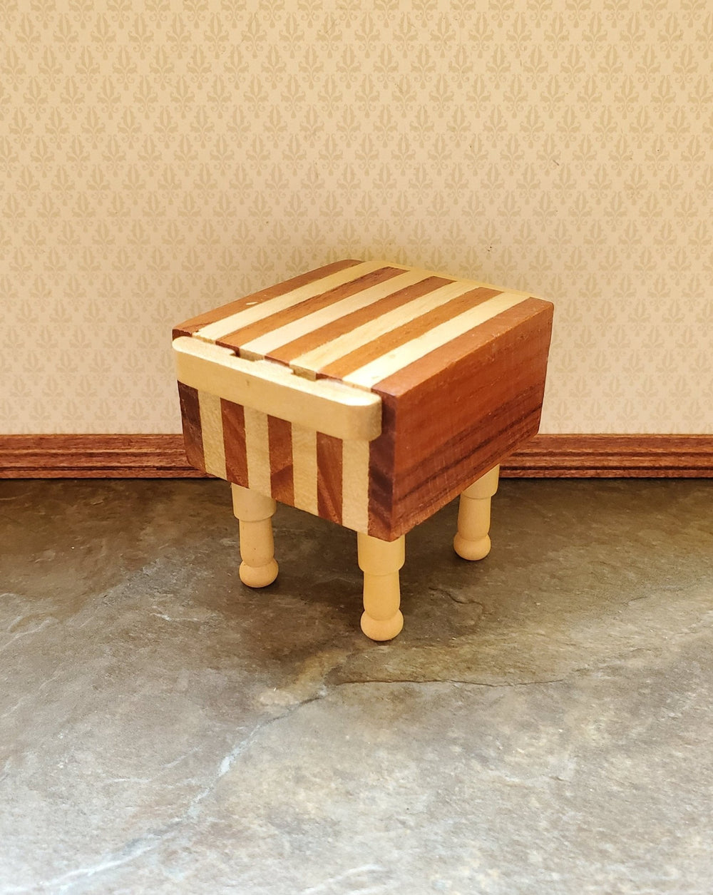 Dollhouse Butcher Block Two Toned End Grain Wood 1:12 Scale Miniature Kitchen - Miniature Crush