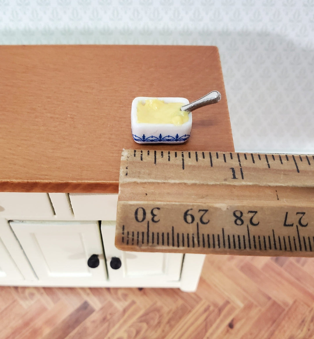 Dollhouse Butter Dish with Butter & Knife 1:12 Scale Food Kitchen Cast Resin - Miniature Crush